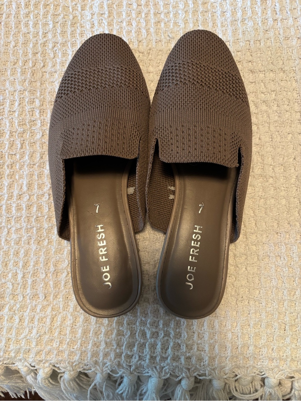 Joe Fresh Taupe Knit Slip-On Loafers
